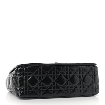 Christian Dior Crinkled Patent Lambskin Cannage Medium Caro Bag Black 4 of 9
