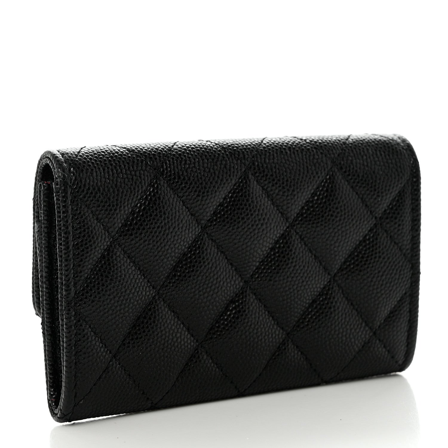 Chanel Caviar Metal Perforated Quilted CC Flap Card Holder Black 3 of 9