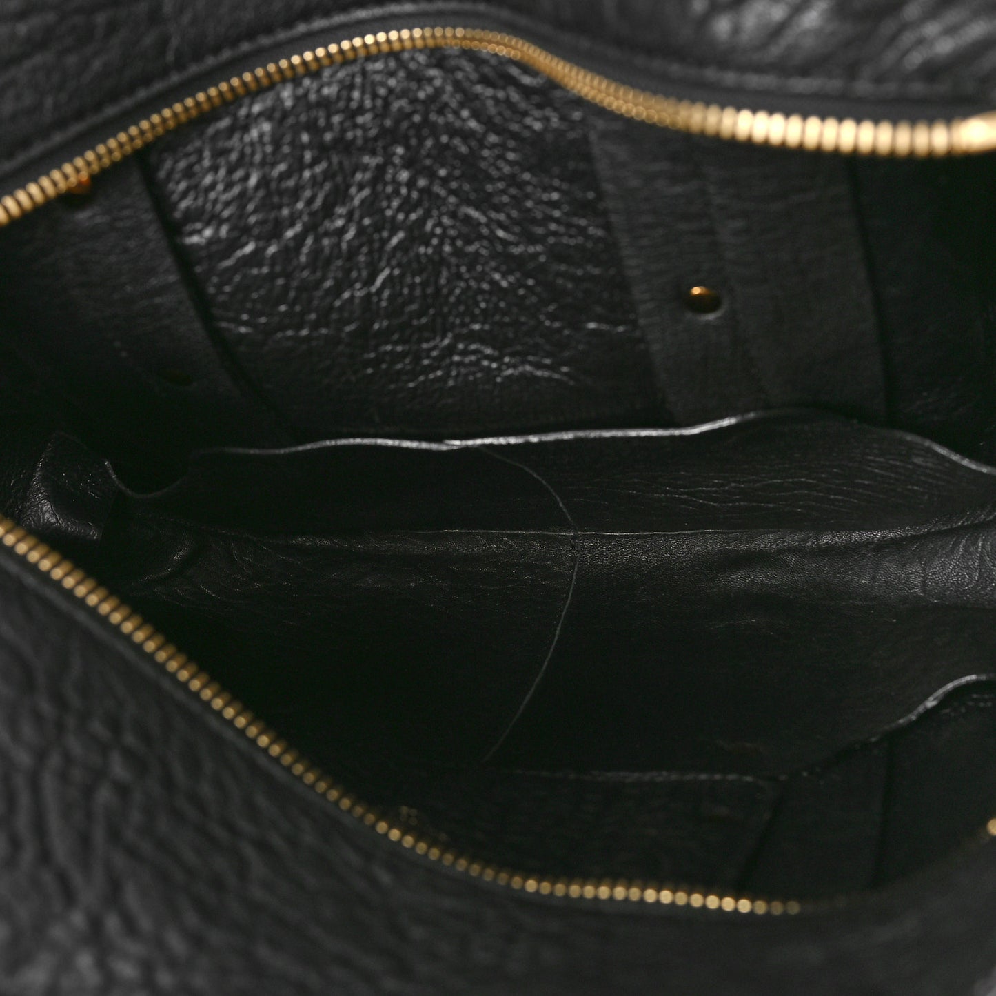 Grained Calfskin Studded Lockett Shopper Tote Black
