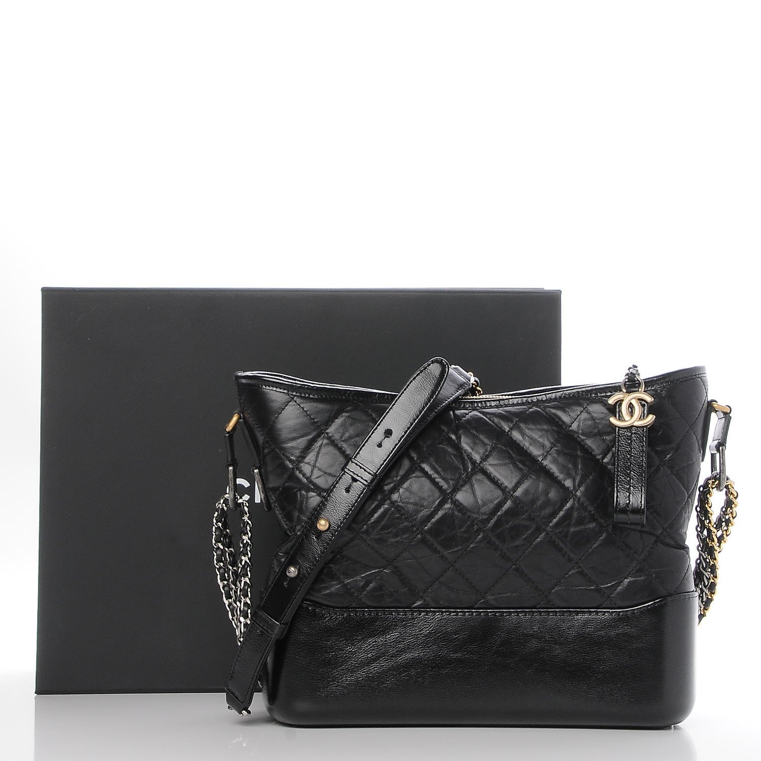 Chanel Aged Calfskin Quilted Medium Gabrielle Hobo Black 8 of 8