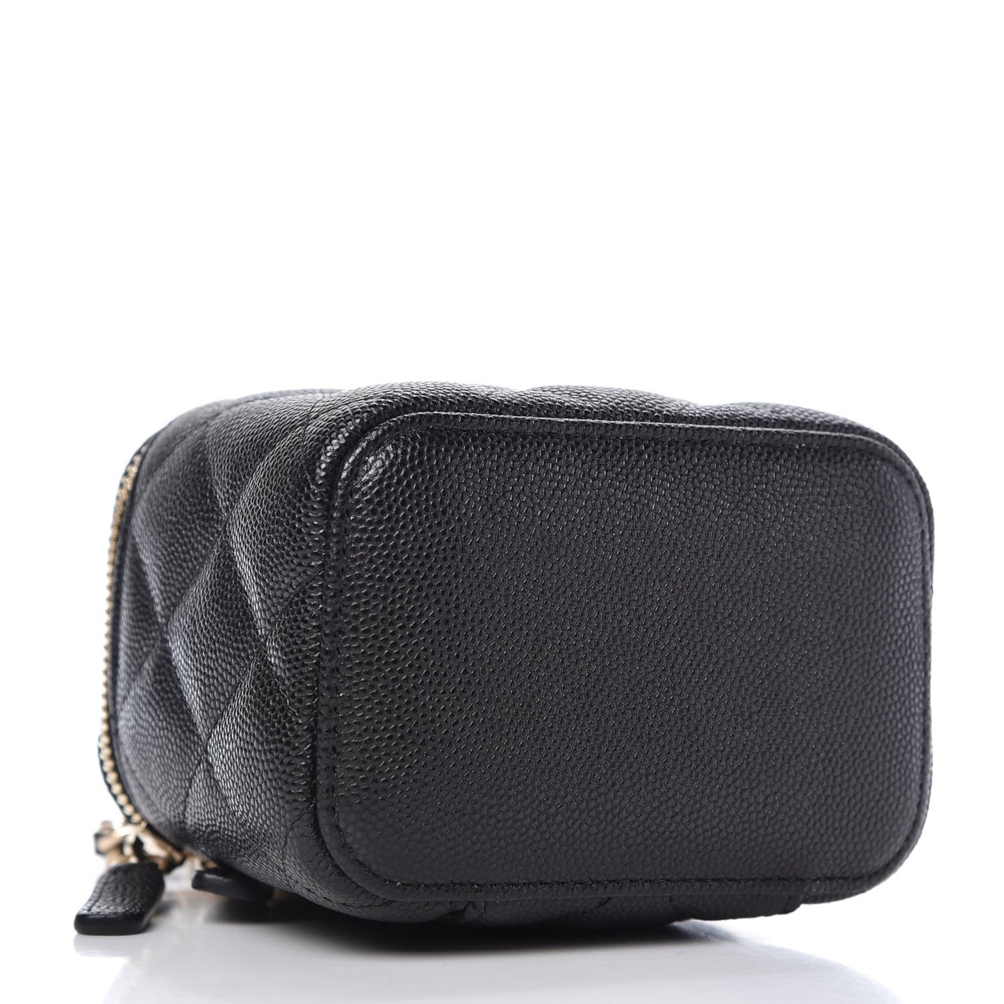 Caviar Quilted Mini Pearl On Top Vanity Case With Chain Black