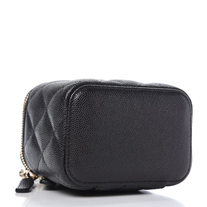 Chanel Caviar Quilted Mini Pearl On Top Vanity Case With Chain Black 4 of 10