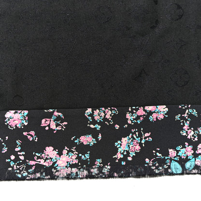 Louis Vuitton Silk Wool Monogram Confidential Garden Shawl Black Multicolor 2 of 4