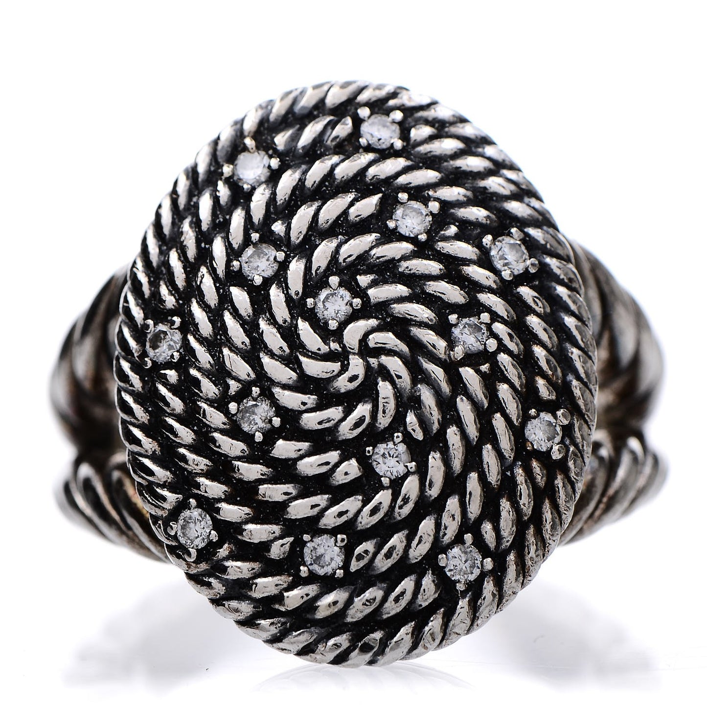 Sterling Silver Diamond Cable Coil Ring 57 8