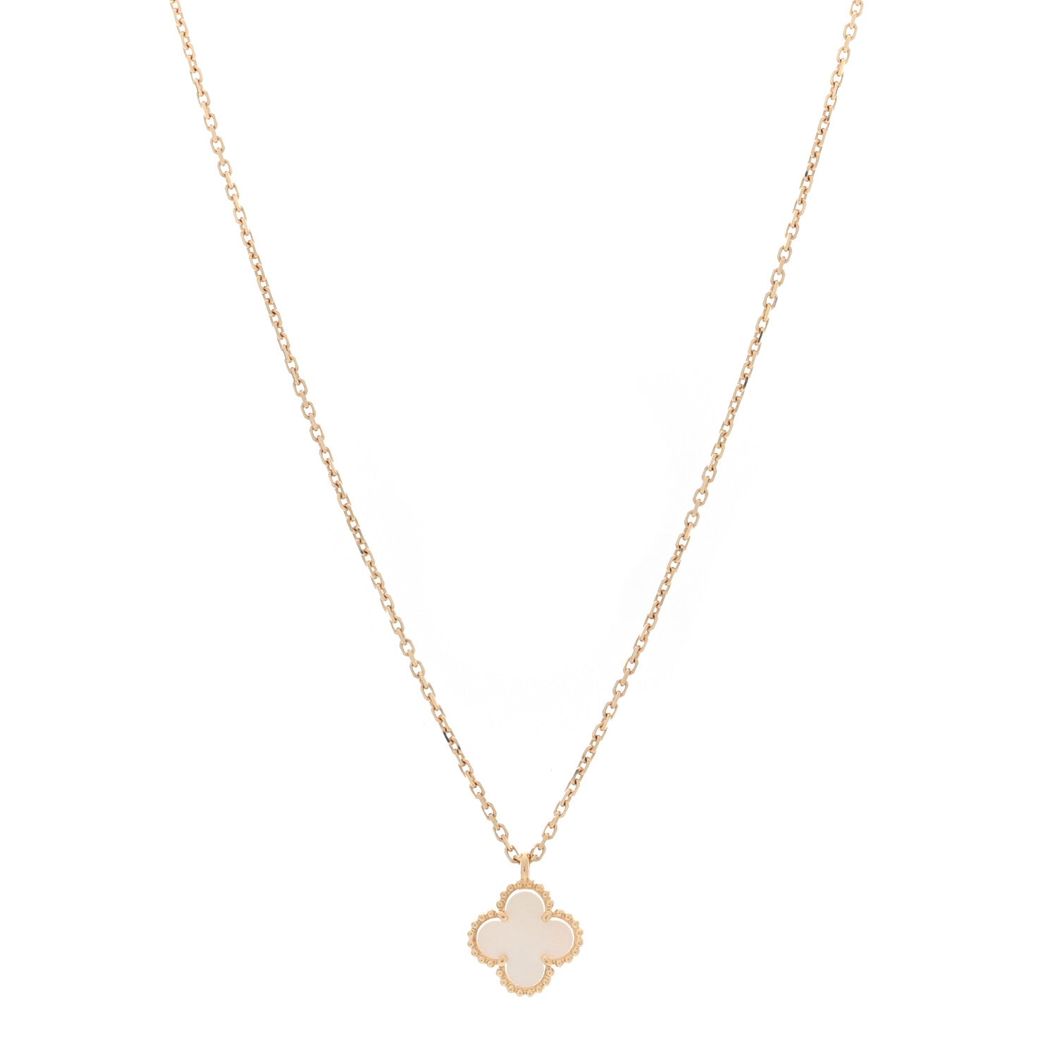 Van Cleef & Arpels 18K Yellow Gold Mother of Pearl Sweet Alhambra Pendant Necklace 1 of 4