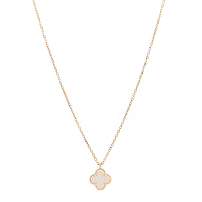 Van Cleef & Arpels 18K Yellow Gold Mother of Pearl Sweet Alhambra Pendant Necklace 1 of 4