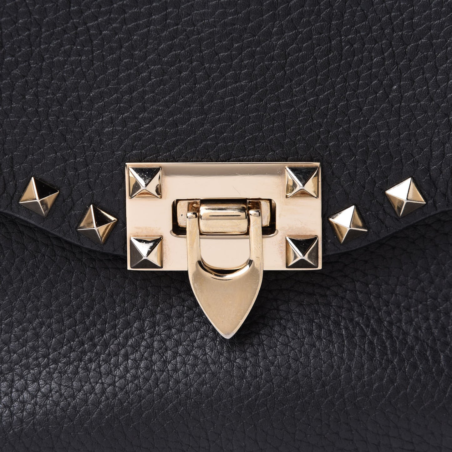 Vitello Medium Rockstud Flip Lock Crossbody Bag Black