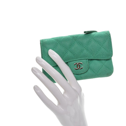 Chanel Iridescent Caviar Quilted Card Holder Turquoise 2 of 11