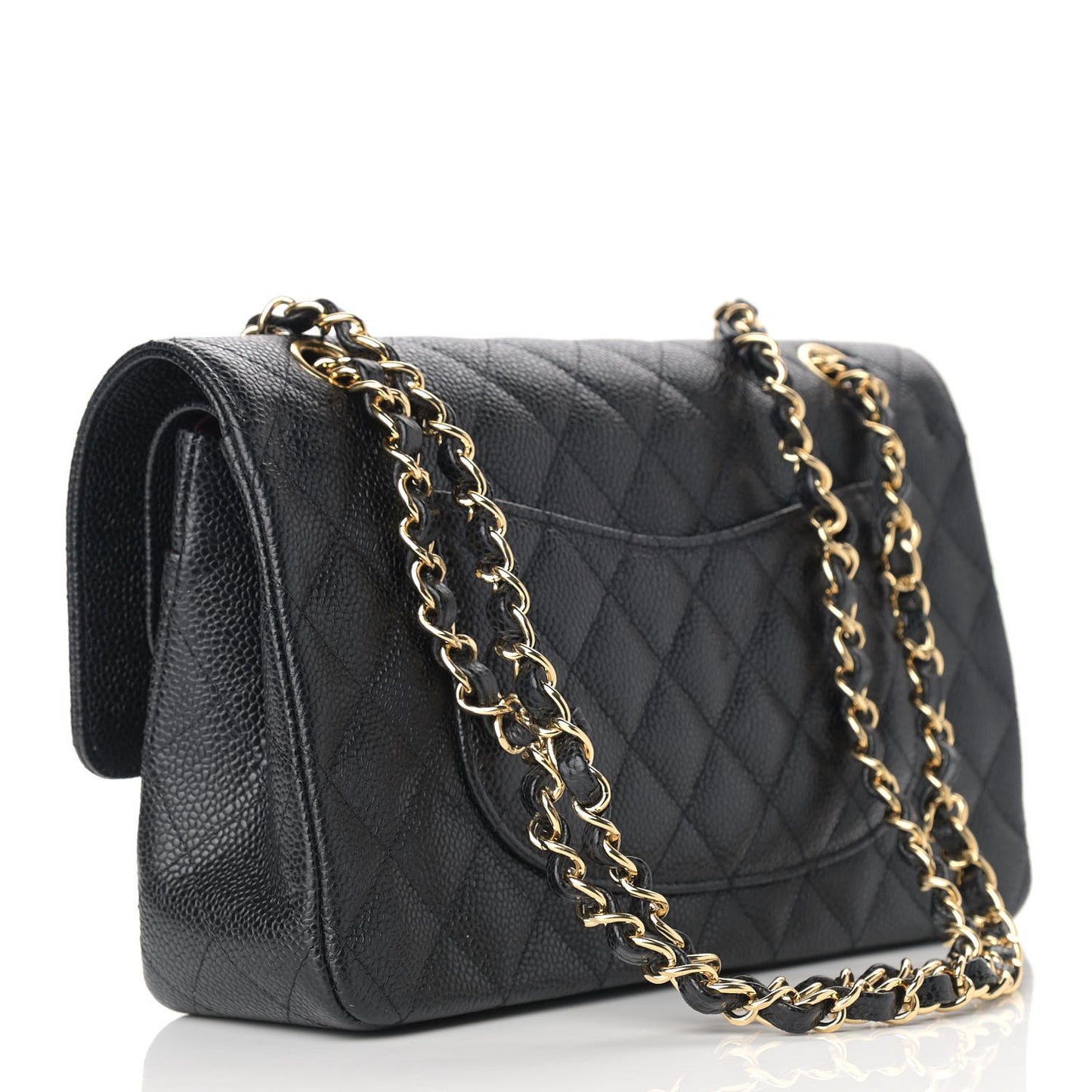Caviar Quilted Medium Double Flap Black
