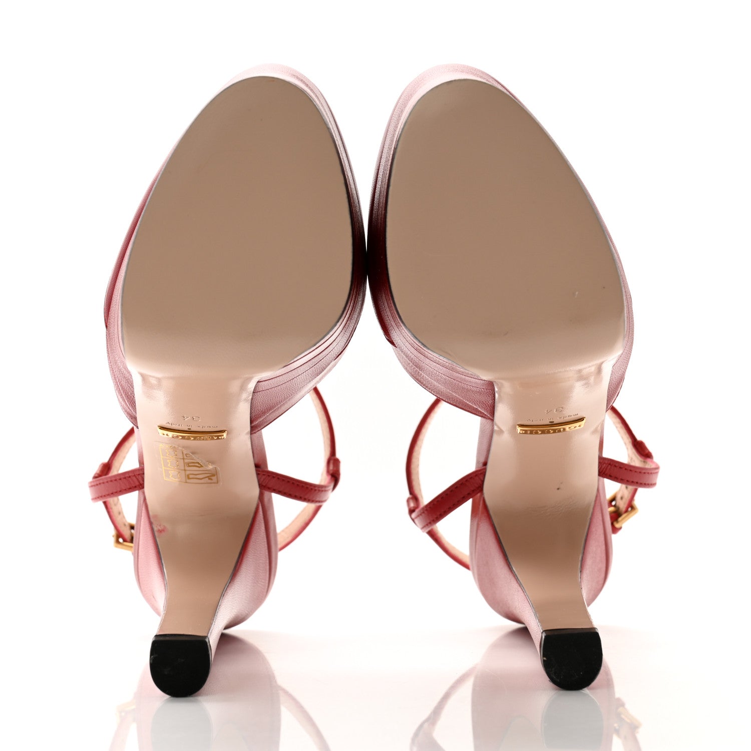 Gucci Malaga Kid Angel T-Strap Platform High Heel Pumps 34 Hibiscus Red 5 of 8