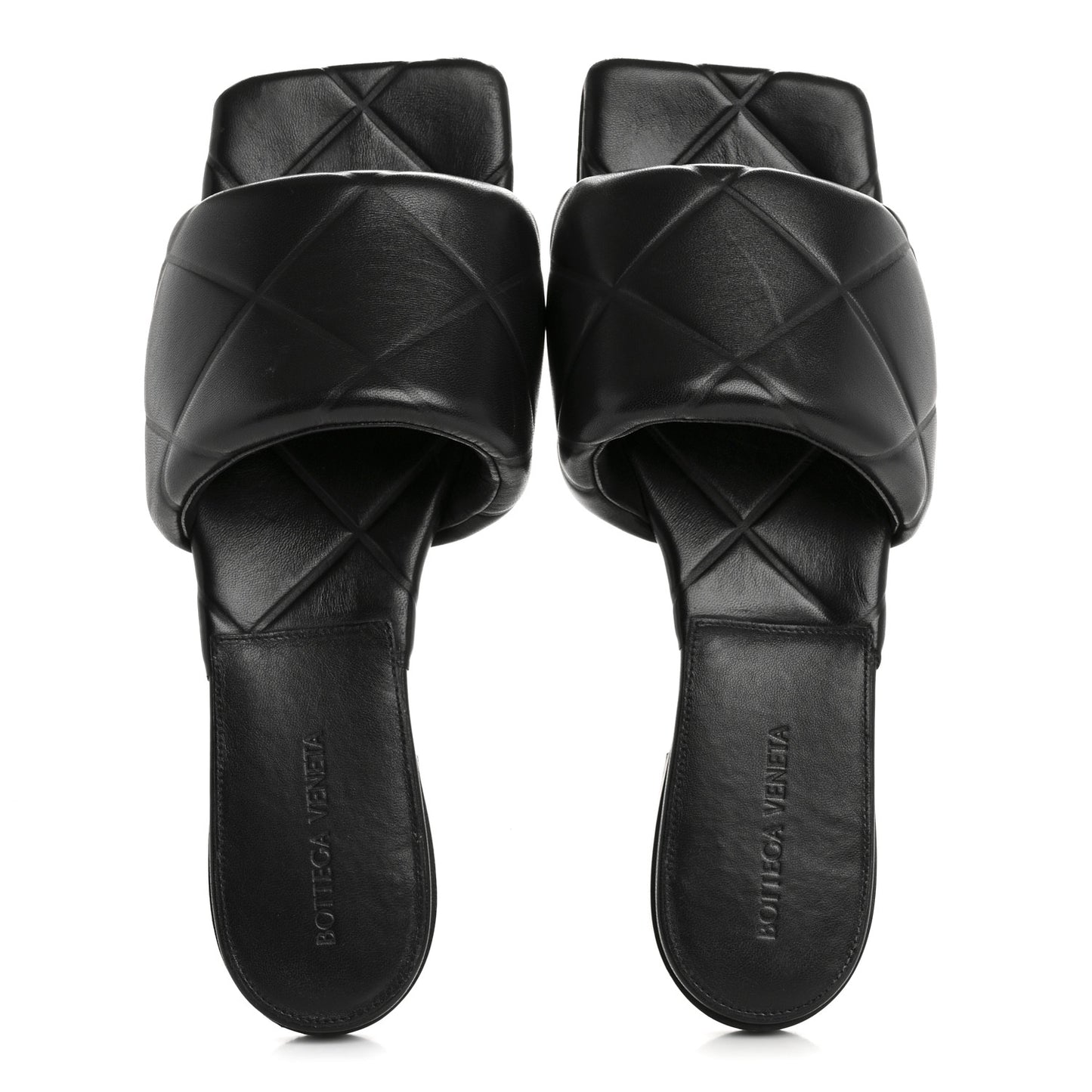 Nappa Quilted Rubber Lido Flat Sandals 40 Black