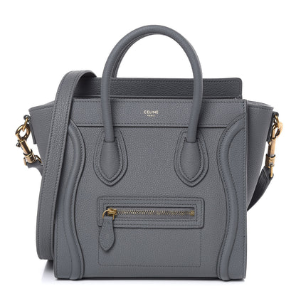 Celine Drummed Calfskin Nano Luggage Kohl 1 of 10