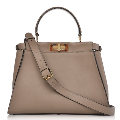 Fendi Vitello Seta Plexiglass Tortoise Medium Peekaboo Iconic Satchel Tortora 1 of 9