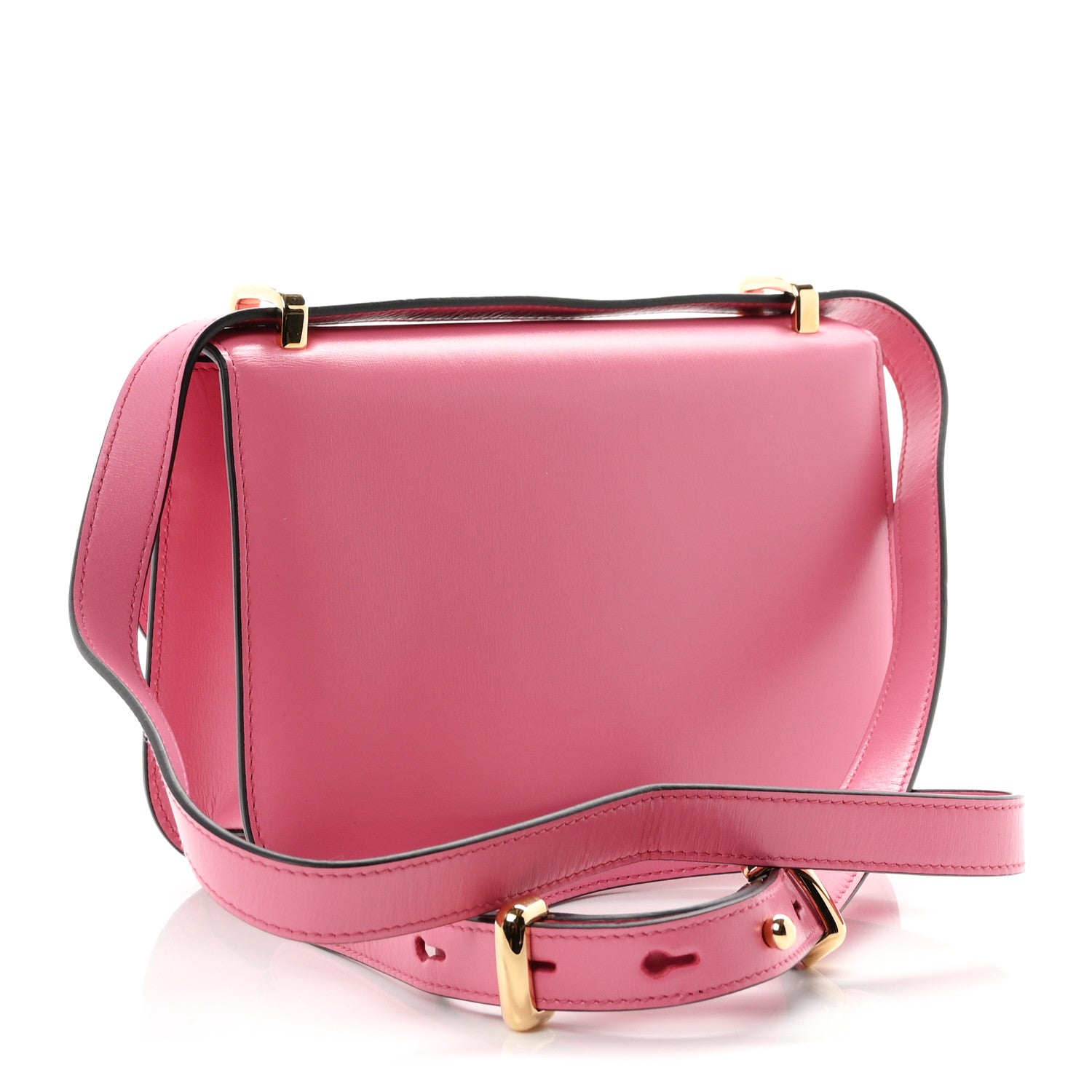 Prada Box Calfskin Triangle Embleme Flap Shoulder Bag Begonia 3 of 10