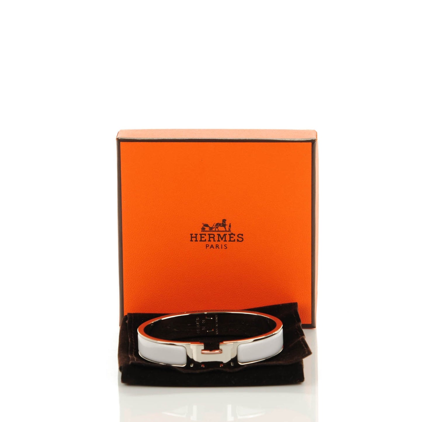 Enamel Narrow Clic Clac H Bracelet GM White