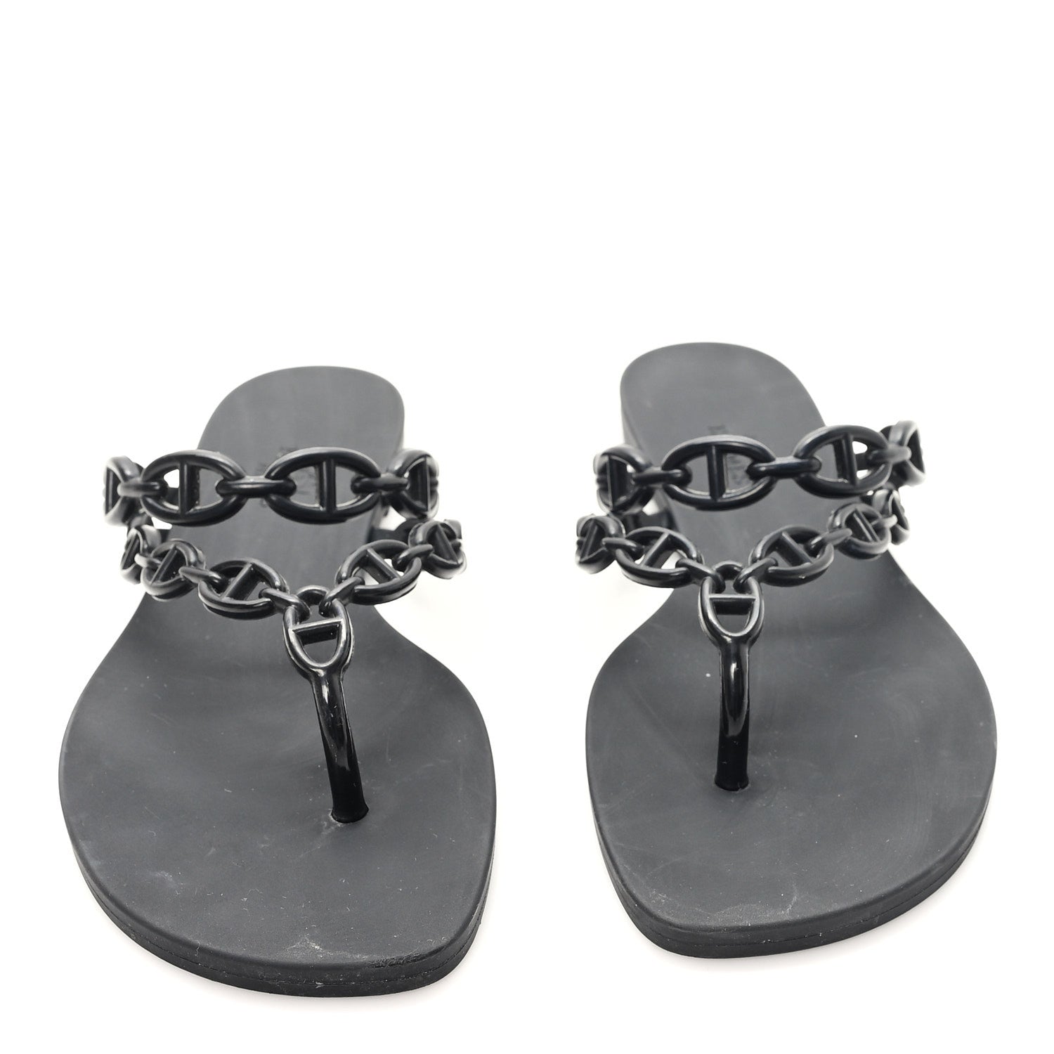 Hermes Rubber Chaine d'Ancre Island Sandals 38 Black 3 of 10