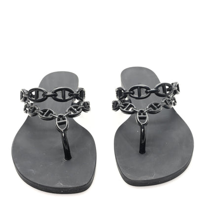 Hermes Rubber Chaine d'Ancre Island Sandals 38 Black 3 of 10