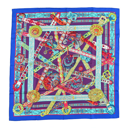 Hermes Silk Le Songe De La Licorne Scarf 90 Bleu Klein Parme Turquoise 1 of 5