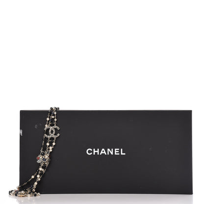 Chanel Metal Pearl Glass Strass Resin Bead CC Multistrand Necklace Gold 8 of 8