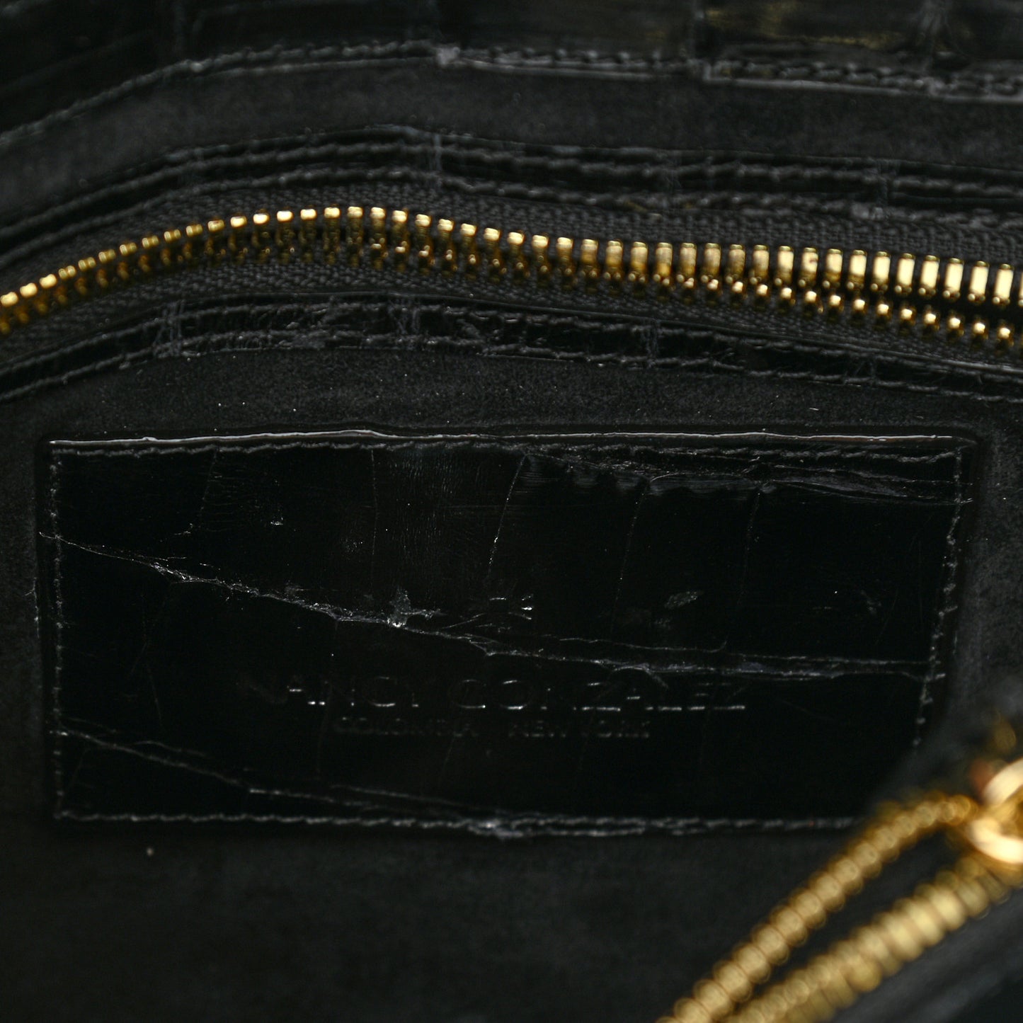 Crocodile Raffia Mini Lily Top Handle Bag Black