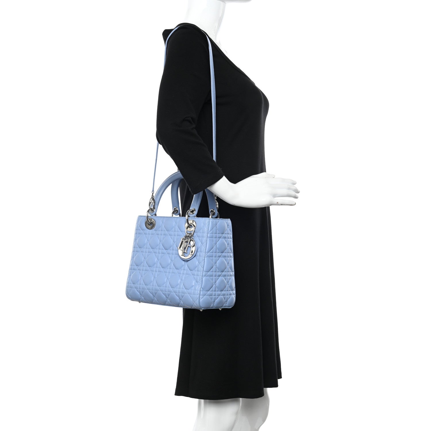 Christian Dior Lambskin Cannage Medium Lady Dior Light Blue 2 of 10