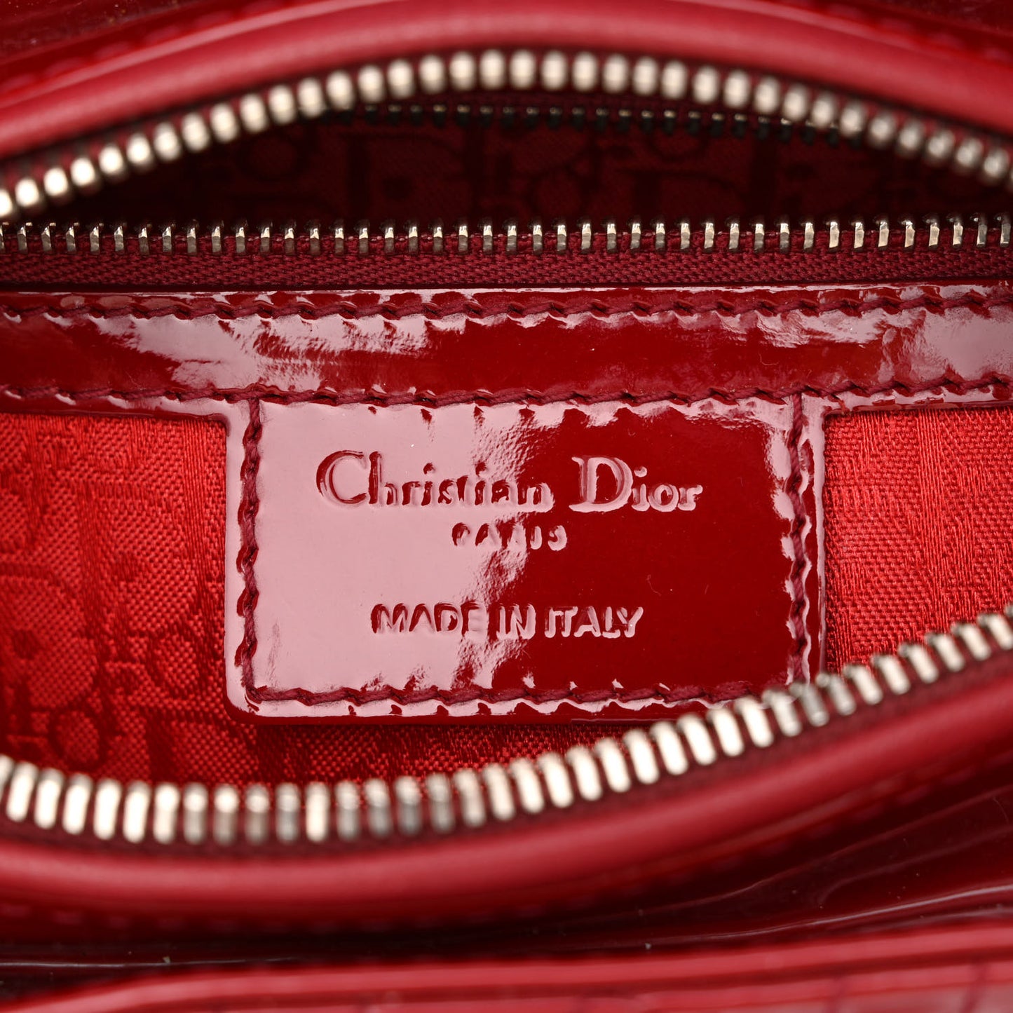 Patent Cannage Medium Lady Dior Red