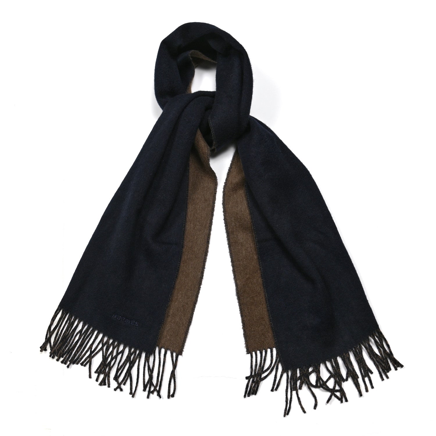 Hermes Cashmere Fringe Double Face Scarf 1 of 4