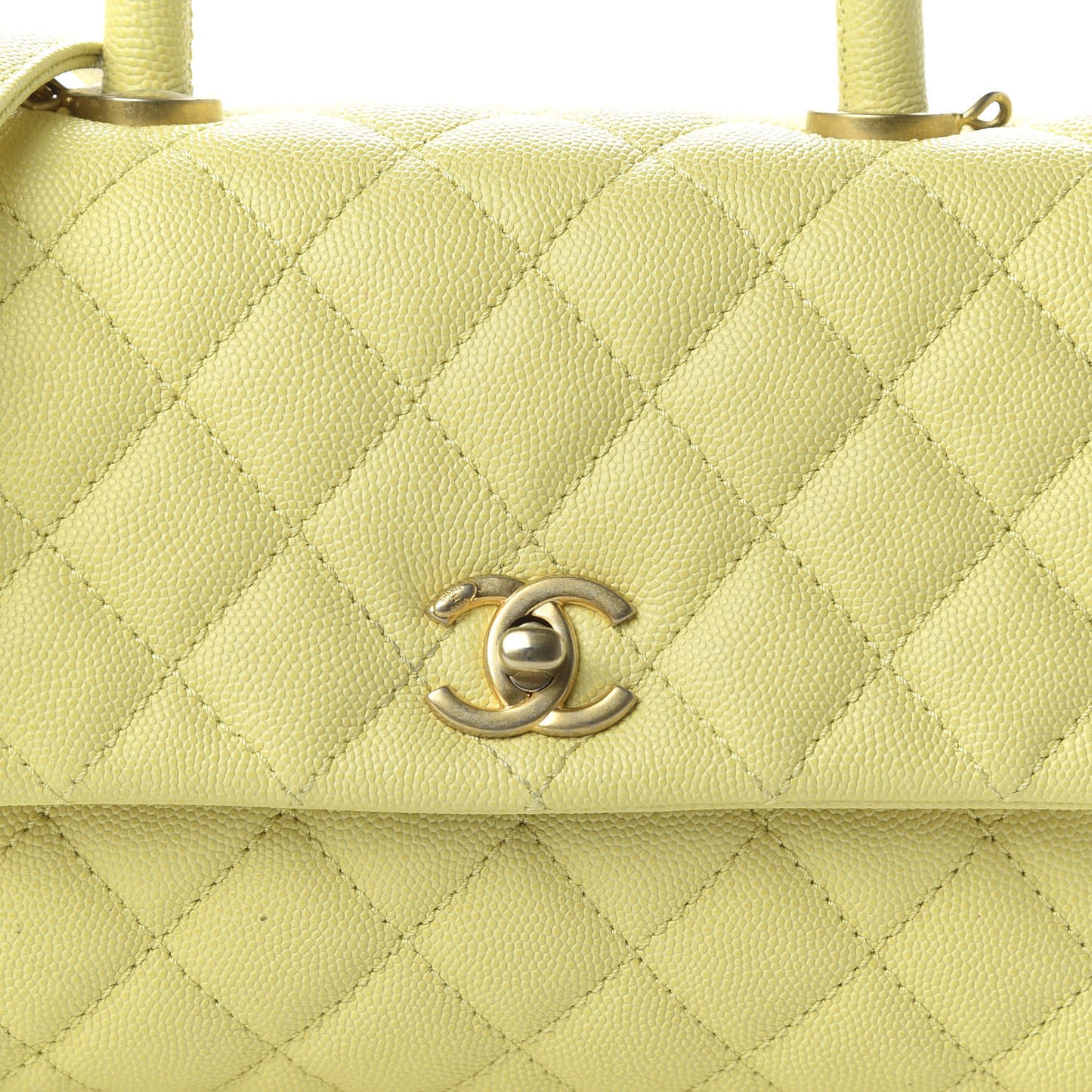 Caviar Quilted Mini Coco Handle Flap Yellow