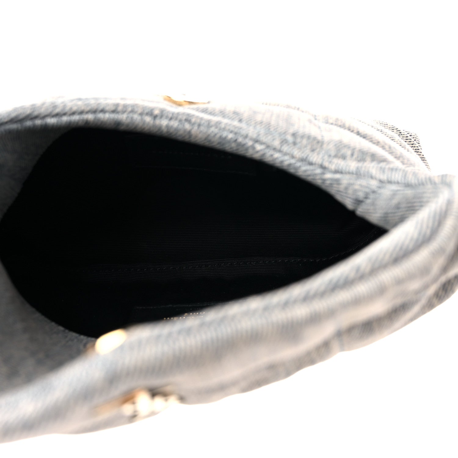 Saint Laurent Denim Quilted Monogram Loulou Puffer Pouch Clutch Blue Gray Light Azur 6 of 10