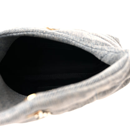 Saint Laurent Denim Quilted Monogram Loulou Puffer Pouch Clutch Blue Gray Light Azur 6 of 10