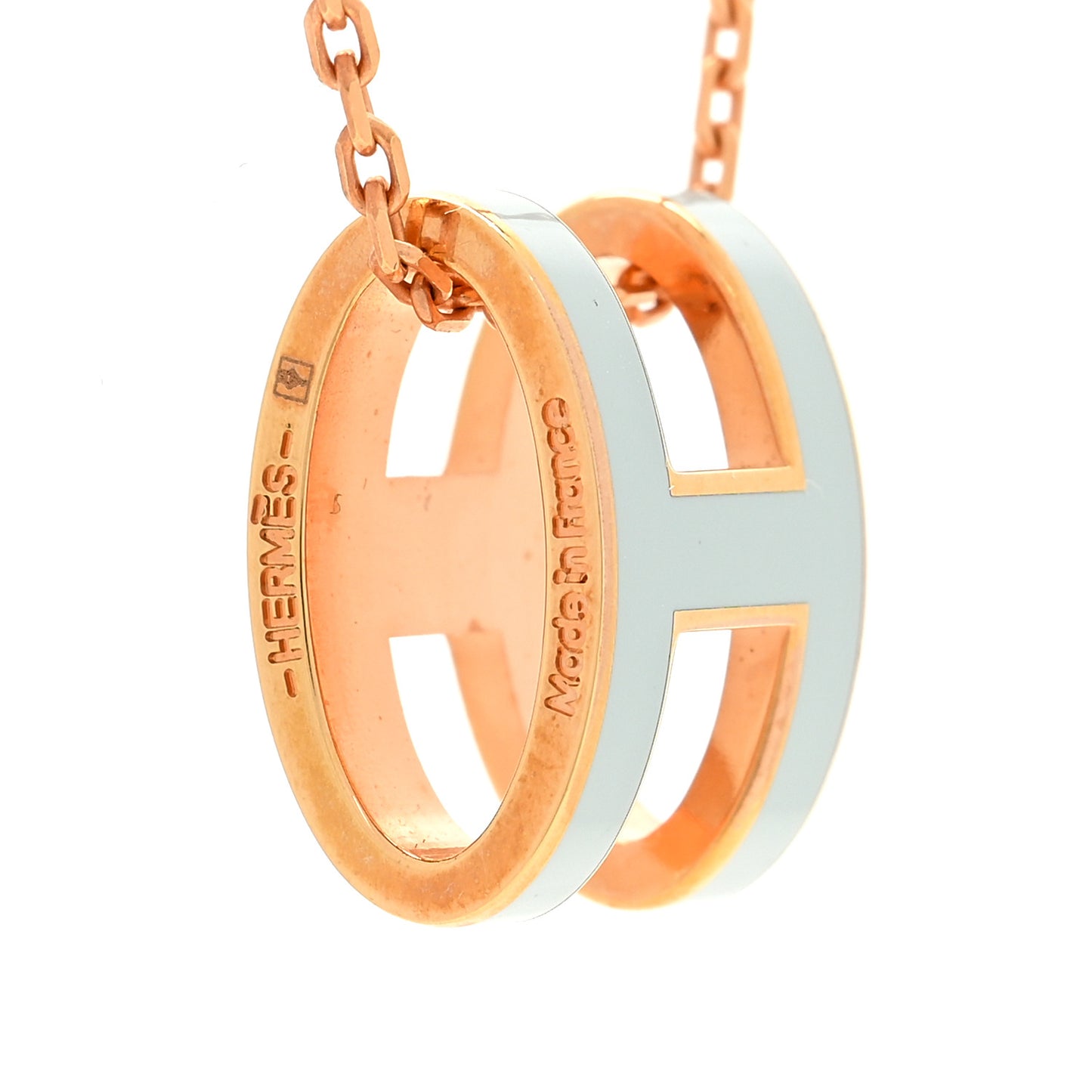 Lacquered Rose Gold Pop H Pendant Necklace Bleu Pastel