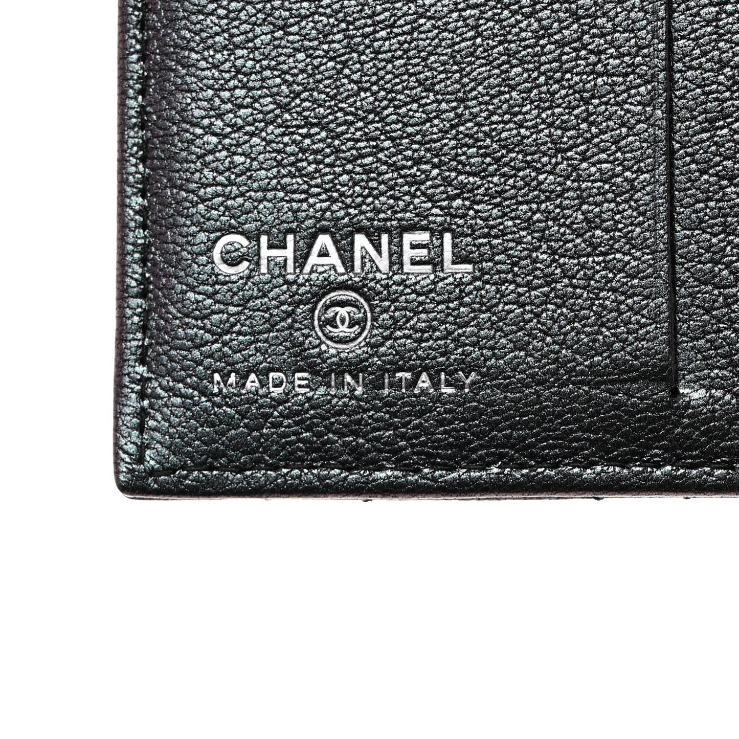 Iridescent Goatskin Quilted Card Holder Purple