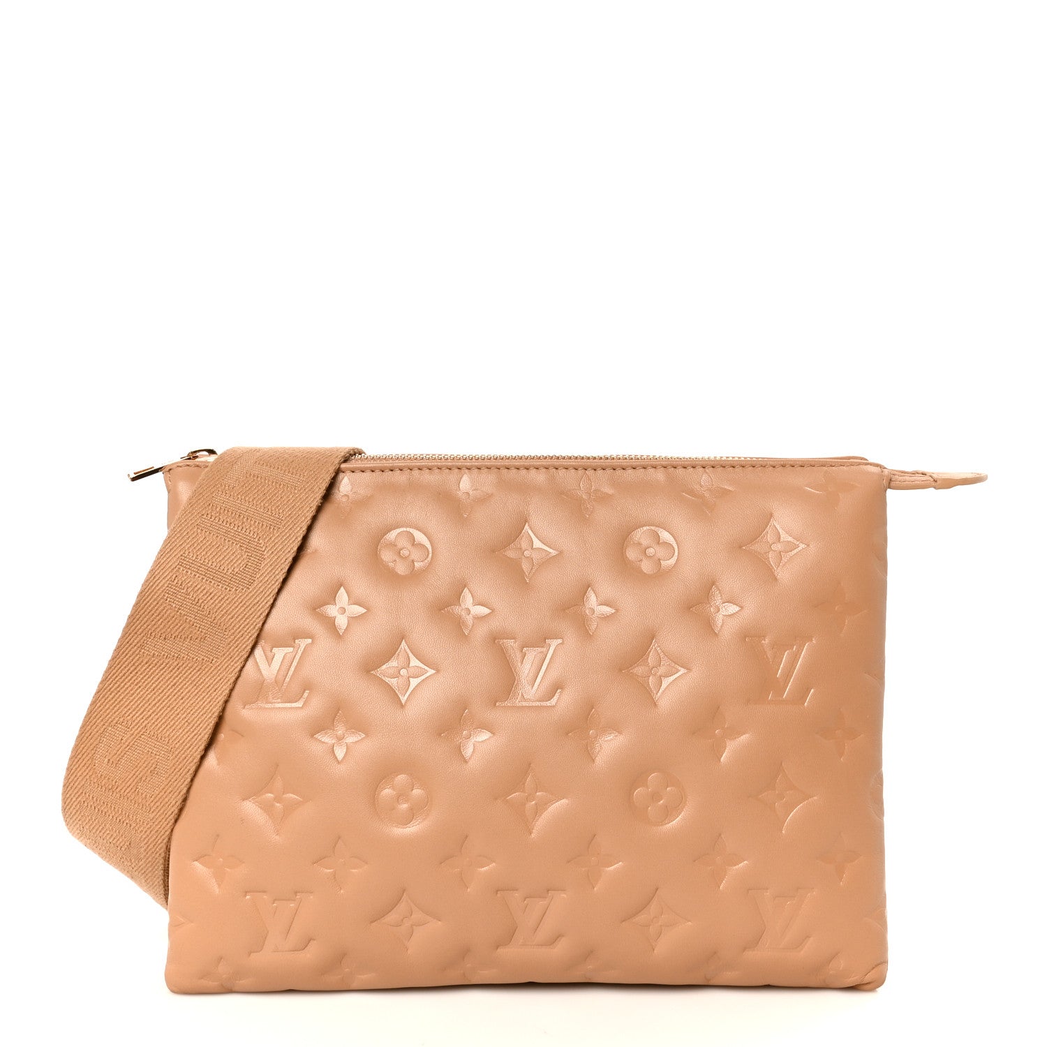 Louis Vuitton Lambskin Embossed Monogram Coussin PM Camel 1 of 10