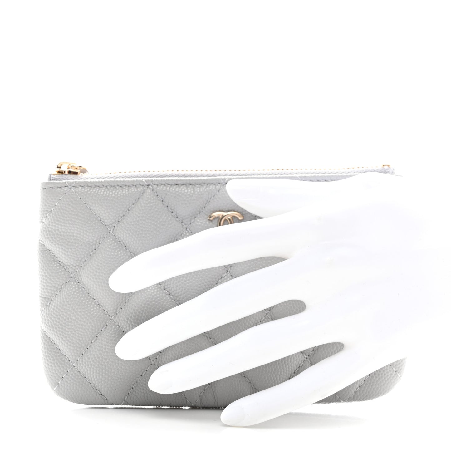 Caviar Quilted Small Cosmetic Case Grey