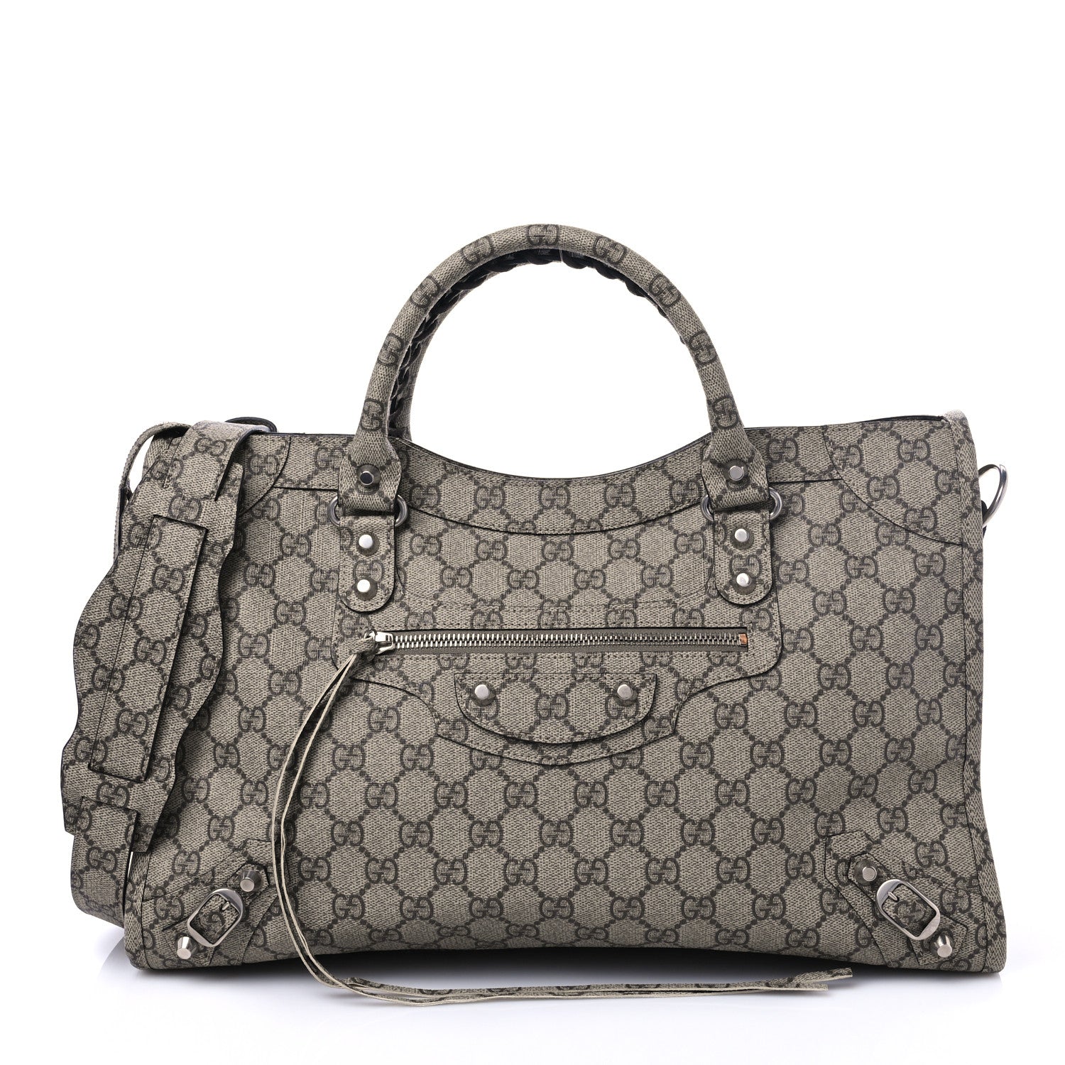 Balenciaga X GUCCI GG Supreme Monogram Neo Classic Silver Hardware City Beige Ebony 1 of 7