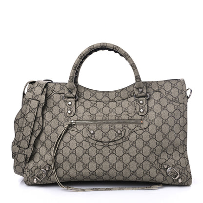 Balenciaga X GUCCI GG Supreme Monogram Neo Classic Silver Hardware City Beige Ebony 1 of 7