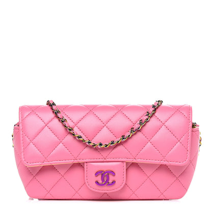Chanel Lambskin Quilted Glasses Case With Chain Pink Yellow 1 of 12