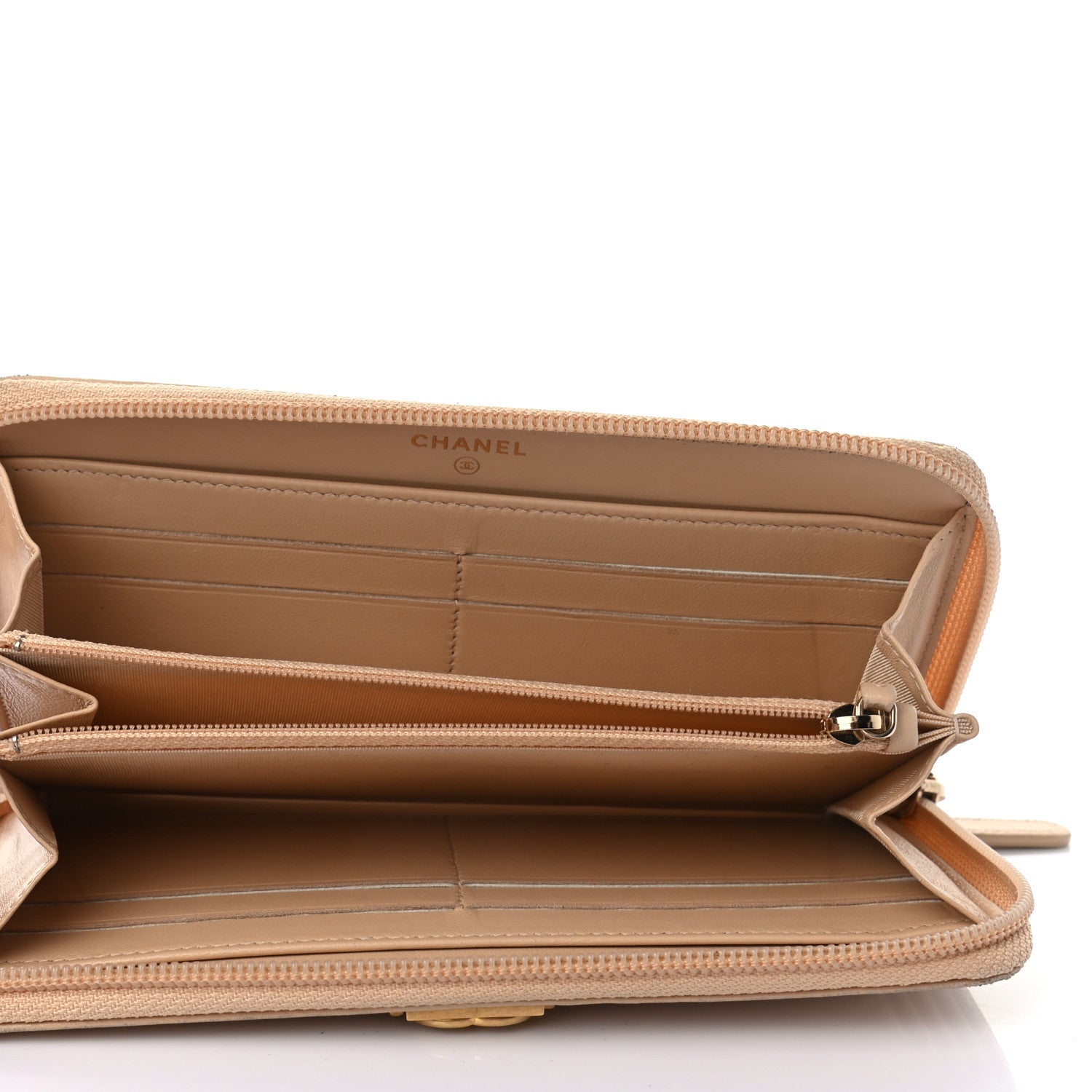 Chanel Lambskin Quilted Boy Zip Around Wallet Beige 5 of 11