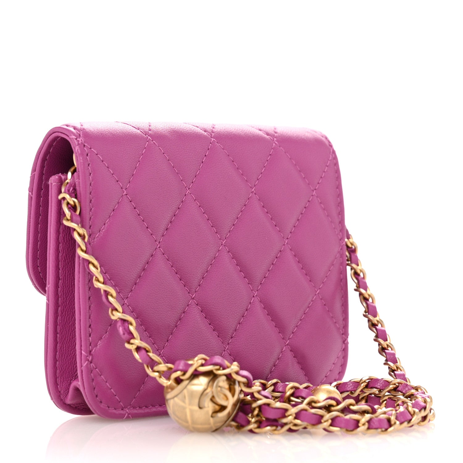 Chanel Lambskin Quilted Pearl Crush Clutch With Chain Purple 3 of 12