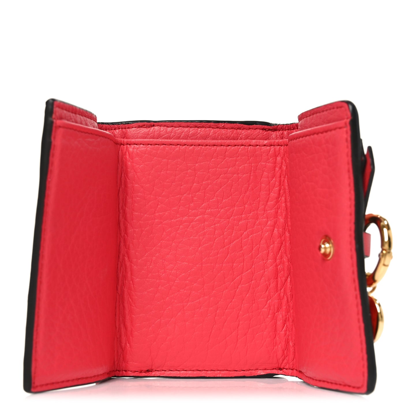 Grained Calfskin Alphabet Mini Trifold Wallet Crimson Pink
