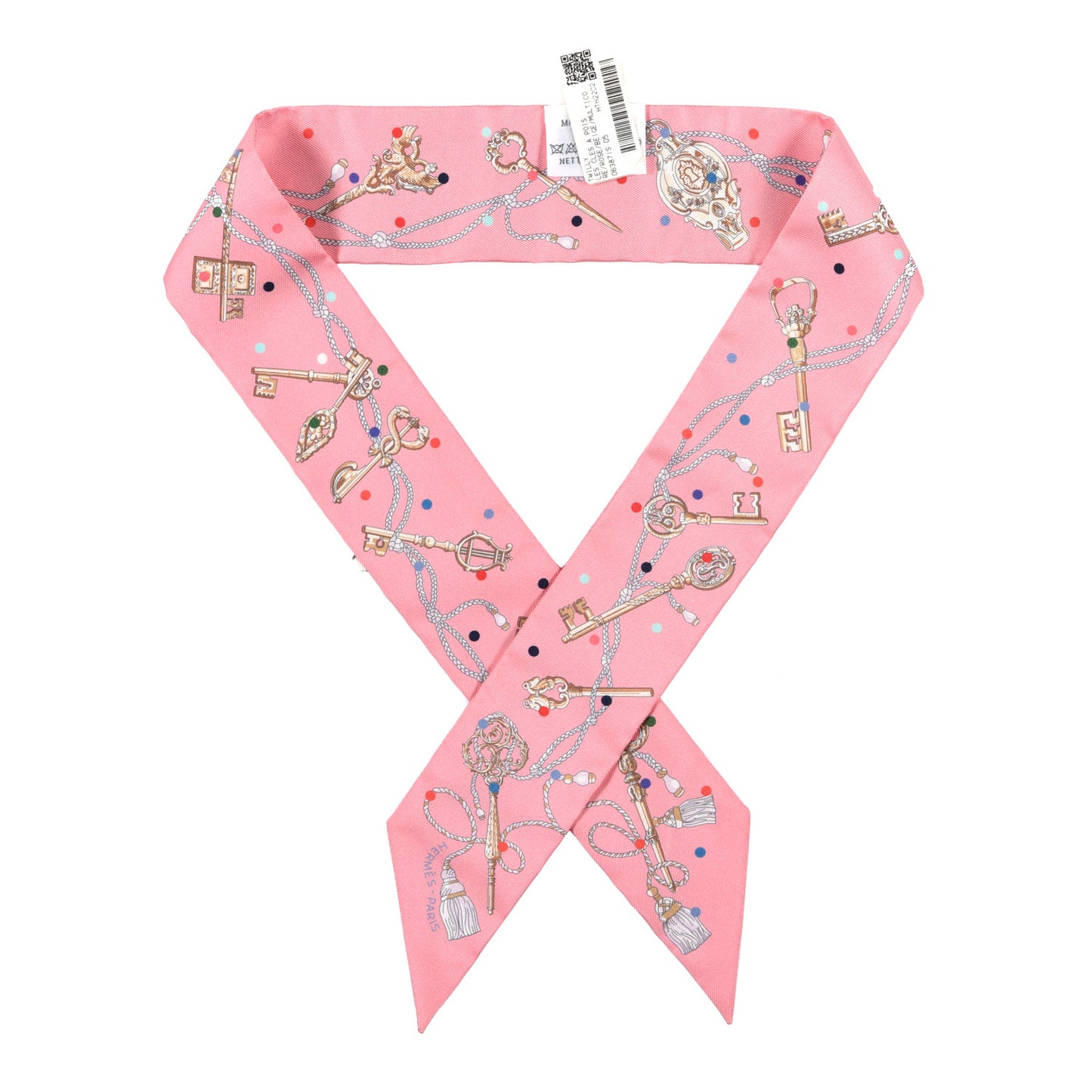 Silk Les Cles A Pois Twilly Rose Beige Multicolor