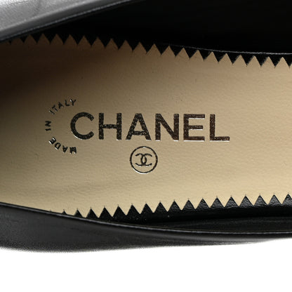 Chanel Lambskin Grosgrain Pearl Cap Toe Pumps 37 Black 6 of 8