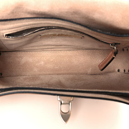 Valentino Garavani Grained Calfskin Onyx Medium Guitar Strap Rockstud Rolling Flap Saddle Bag Soft Noisette 5 of 11