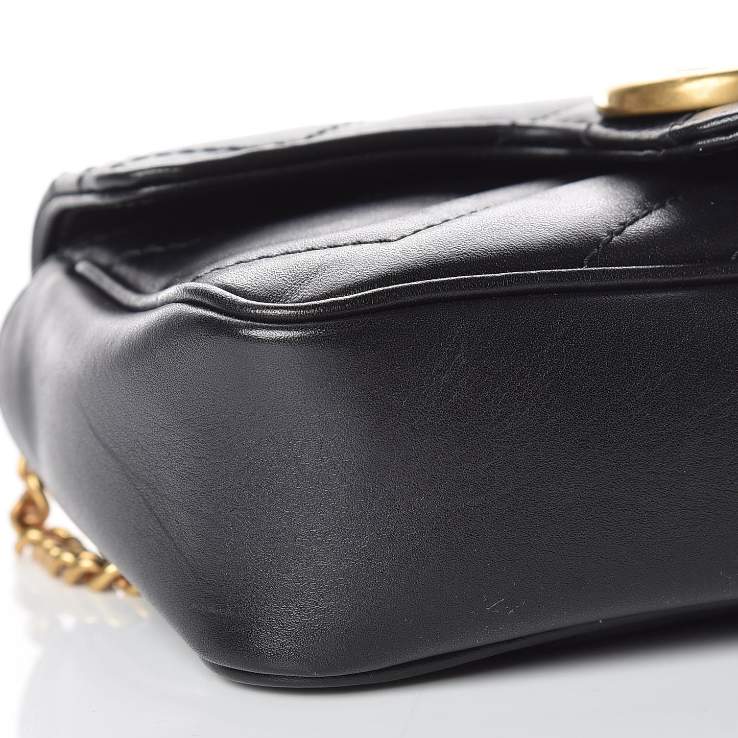 Calfskin Matelasse Super Mini GG Marmont Shoulder Bag Black