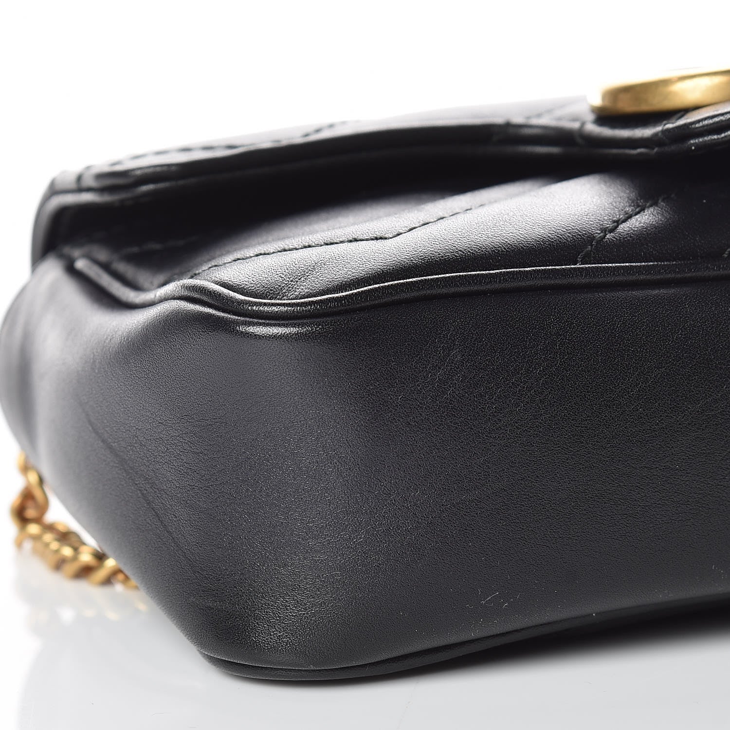 Gucci Calfskin Matelasse Super Mini GG Marmont Shoulder Bag Black 5 of 9