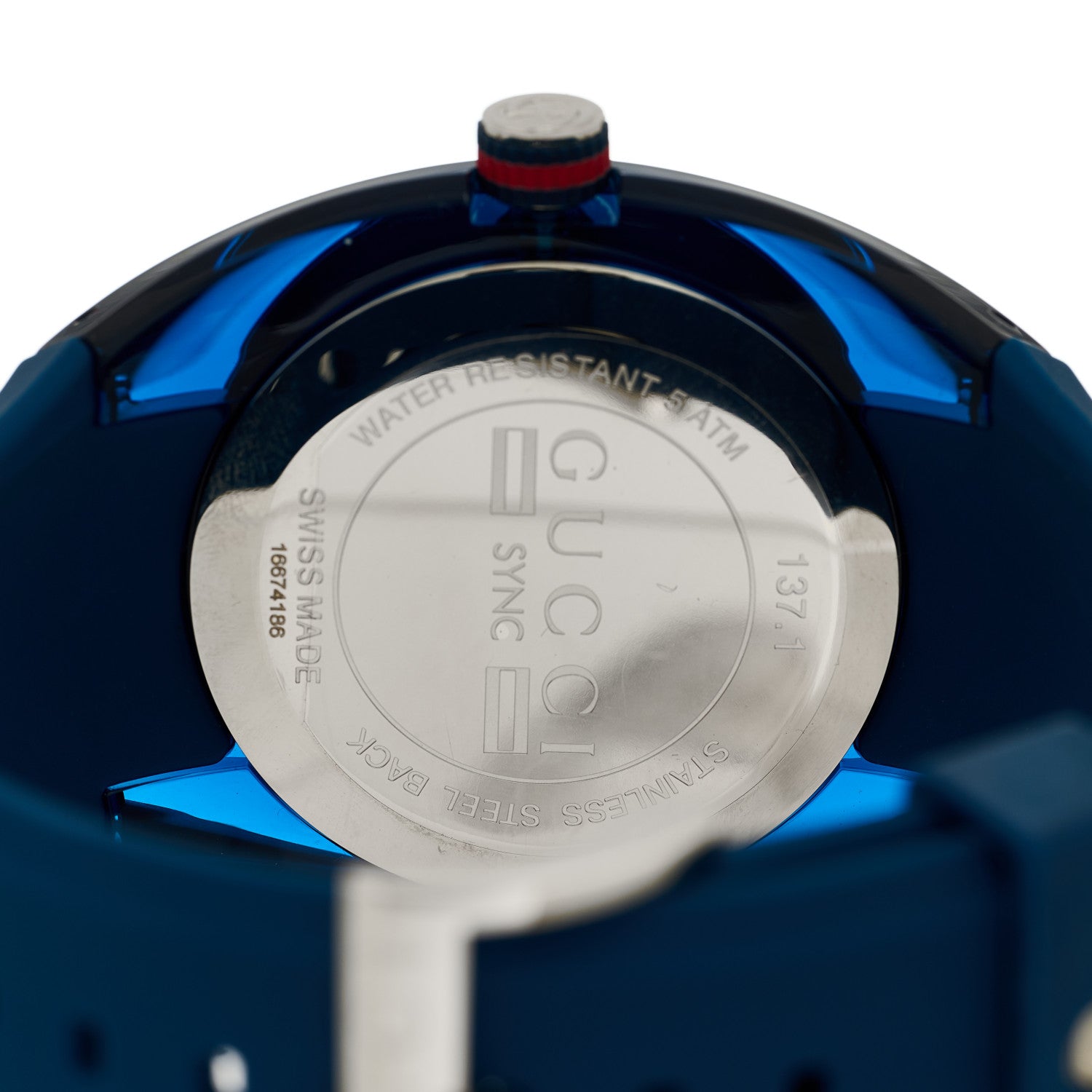Gucci Stainless Steel Rubber 46mm Sync Web Quartz Watch Blue 4 of 4