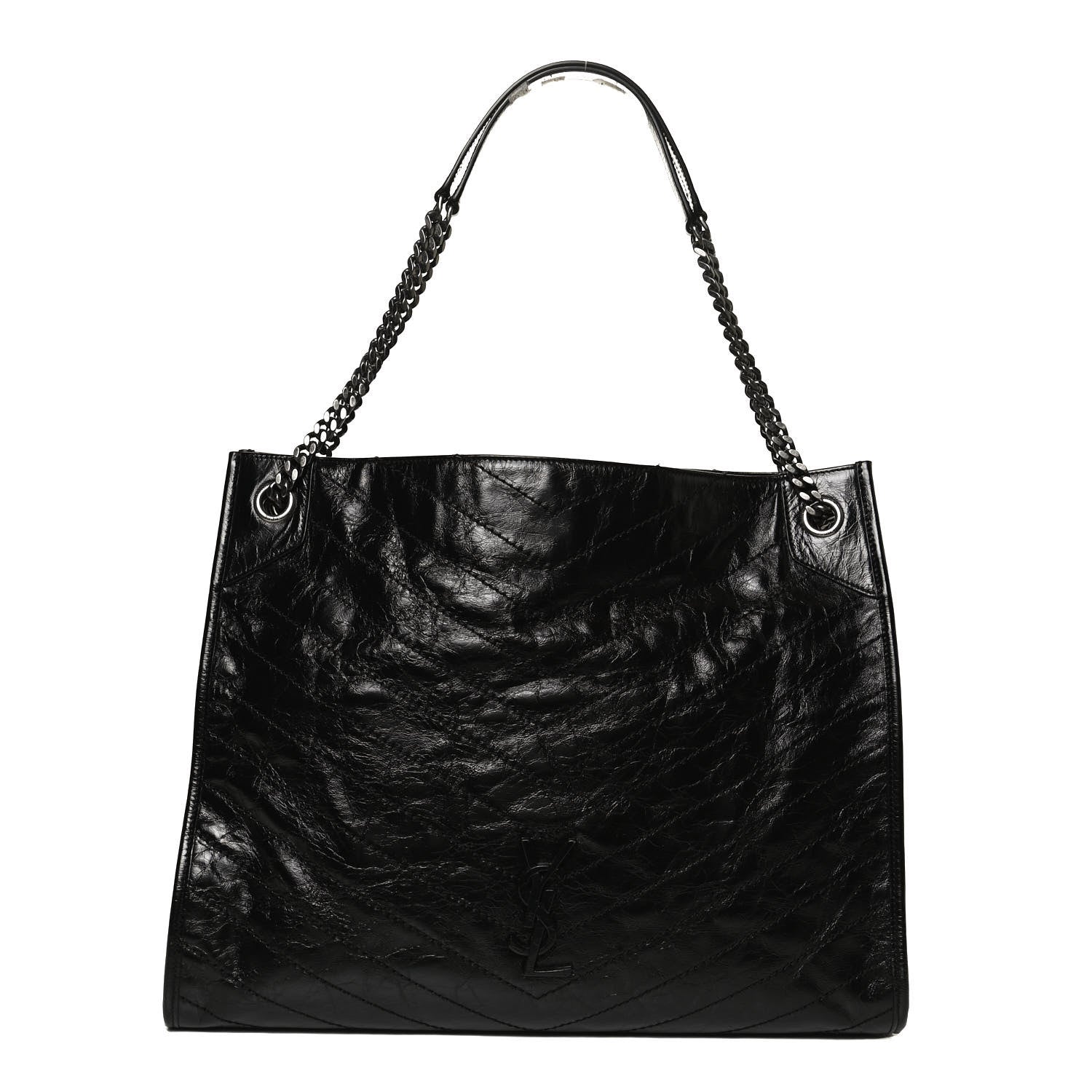 Saint Laurent Crinkled Calfskin Matelasse Monogram Niki Shoulder Bag Black 1 of 11