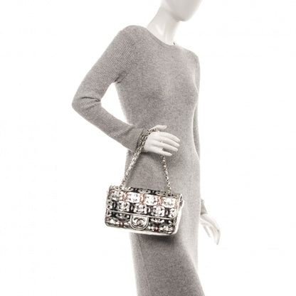Chanel Metallic Crackled Calfskin Medium CC Mix Flap Silver Gold 2 of 7