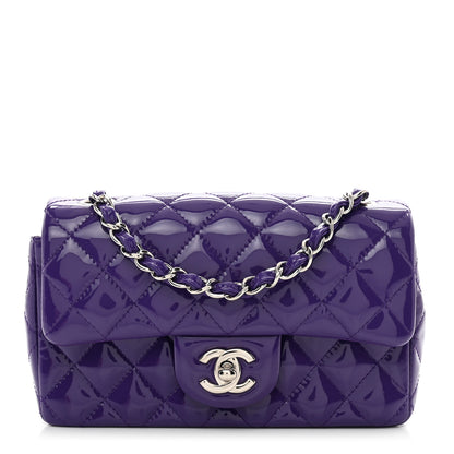 Chanel Patent Quilted Mini Rectangular Flap Purple 1 of 10