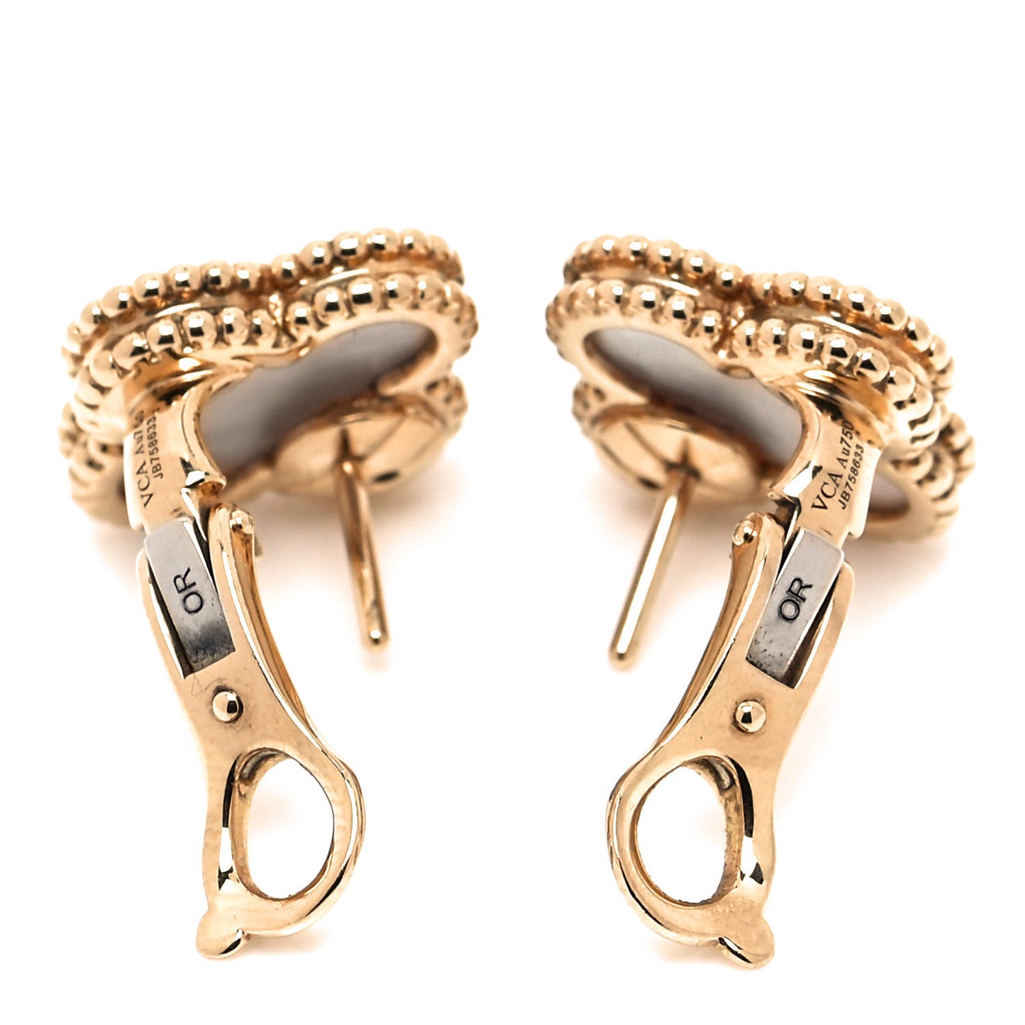 18K Yellow Gold Mother of Pearl Vintage Alhambra Earrings